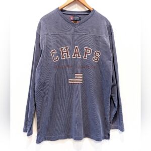 CHAPS Ralph Lauren Spell-out Flag Graphic Pull-over Crewneck Baggy Sweatshirt
